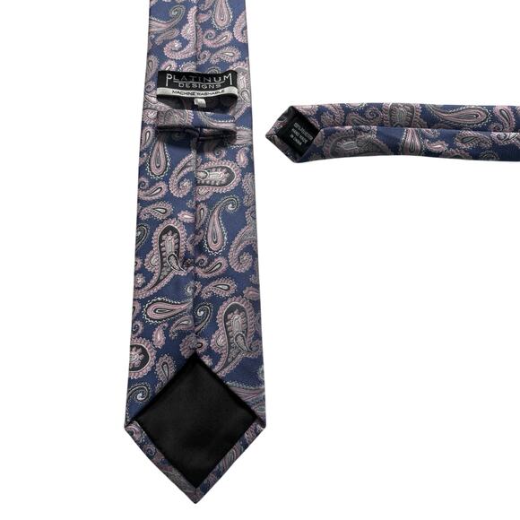 PLATINUM DESIGNS Vintage Polyester Necktie Designer Purple Paisley‎ W3 L52 (238) - Picture 4 of 5